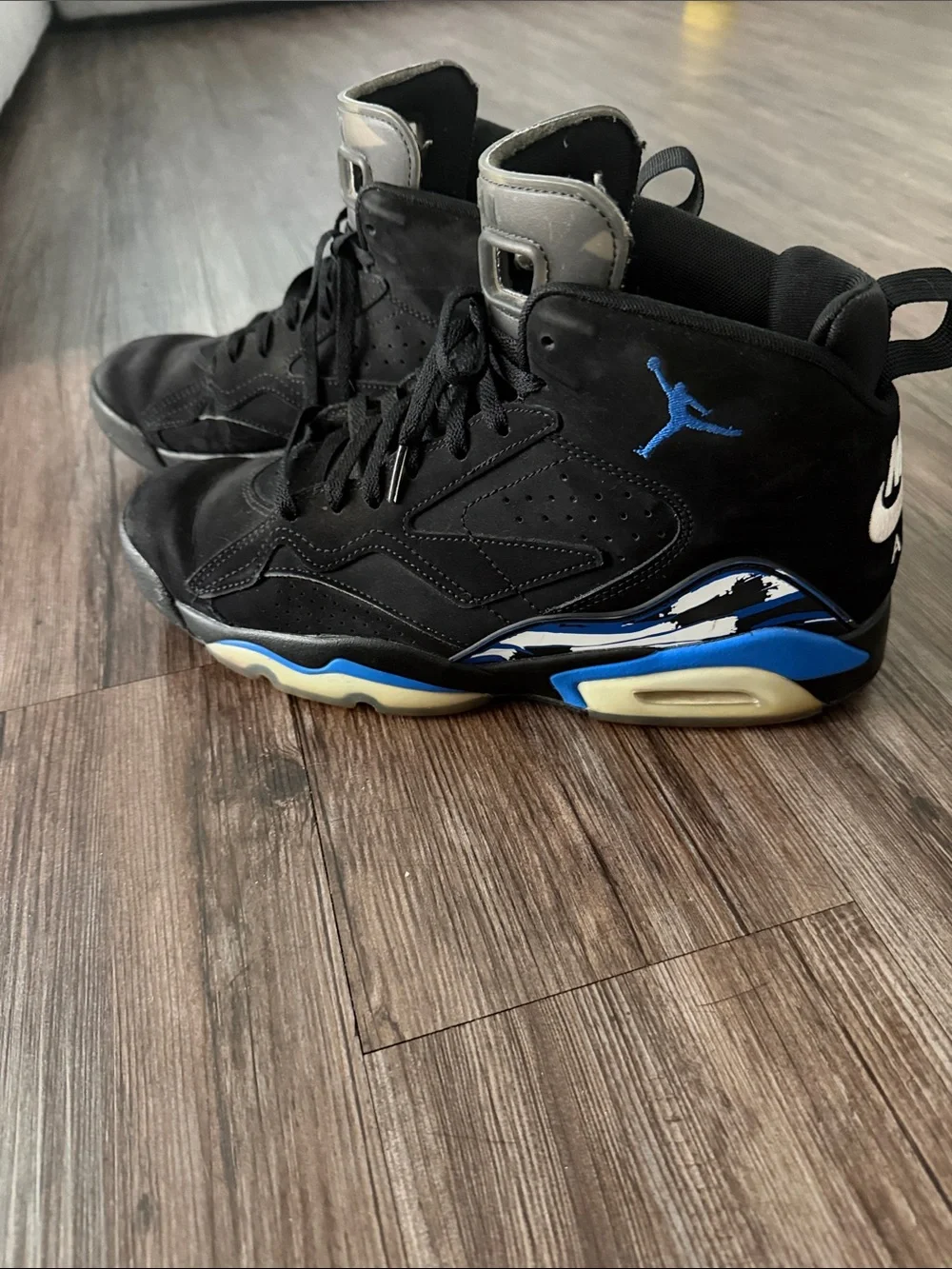 Jordan Black and Blue High-Top Basketball Sneakers